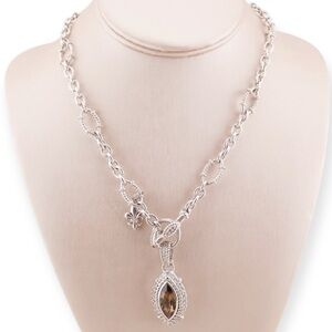 Judith Ripka Sterling Citrine & CZ Fleur De Lis
